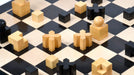 1924 Bauhaus Geometrical wooden chess pieces, 49mm king, Ebonised finish