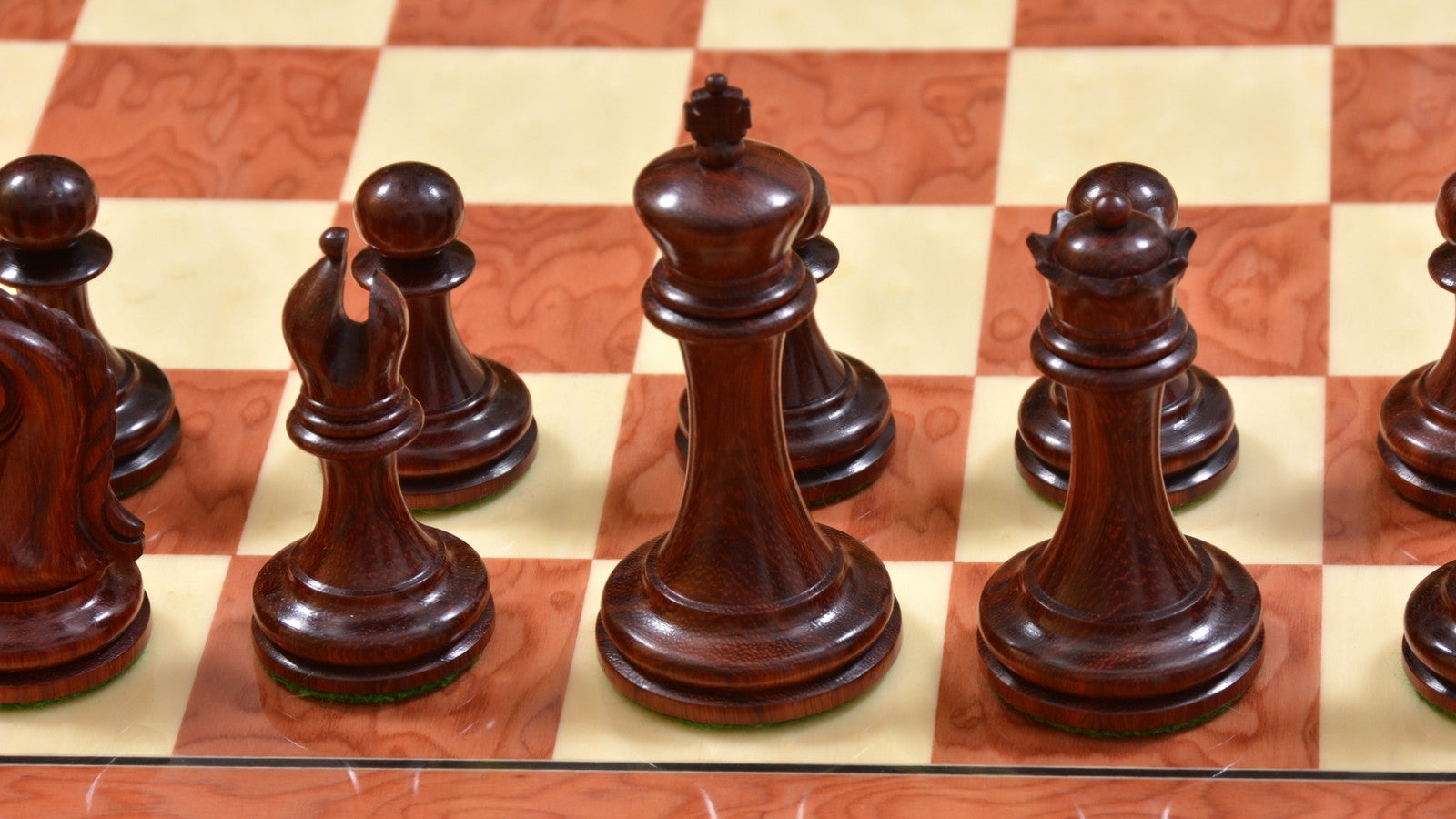 Knight carving detail on the Imperial Collector Sinquefield Cup 2014 chess set in bud rosewood and boxwood