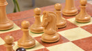 Full Imperial Collector Sinquefield Cup 2014 chess set with its 55cm red ash burl and maple board, Sterling Chess Australia