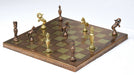 Antique brass and gold vintage figure chess pieces with a 92mm king