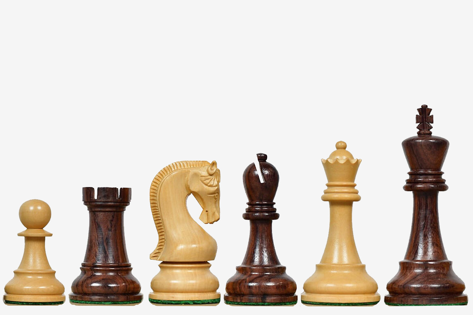 Sterling Chess Leningrad Club Sized chess pieces in rosewood and boxwood, 102mm king