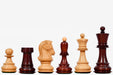 Reproduction 1950 Dubrovnik bud rosewood and boxwood chess pieces, 94mm king
