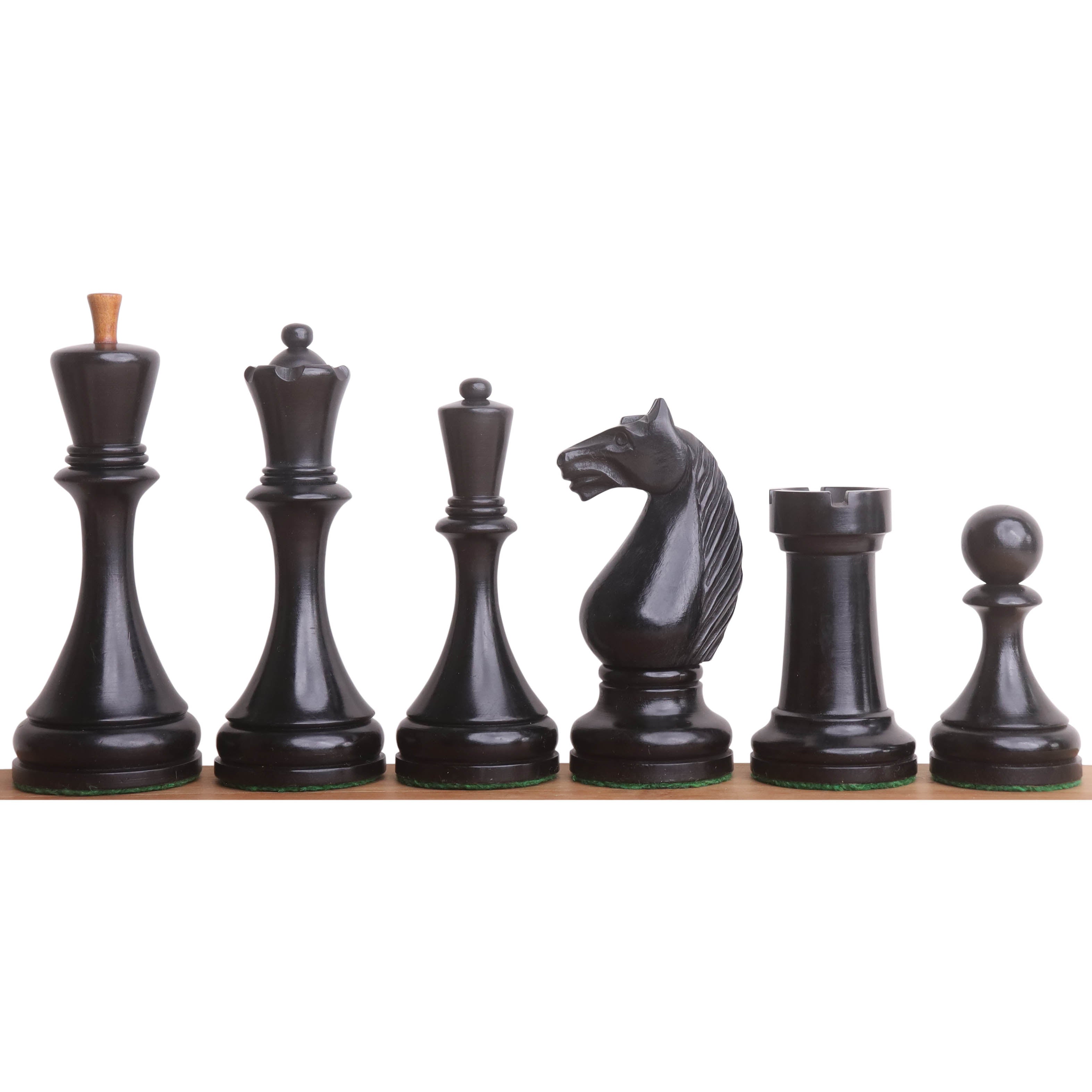 Antiqued & Ebonised Boxwood chessmen sized for 55 to 60 mm squares