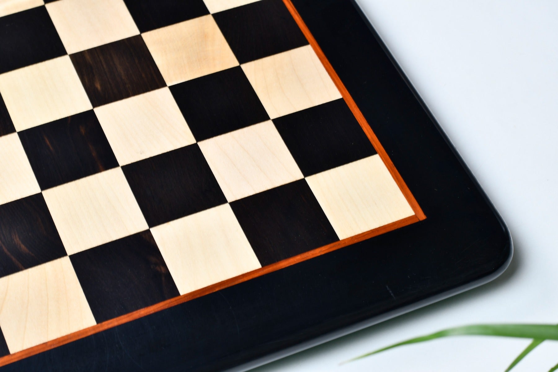 Genuine ebony chess board, close detail of the grain