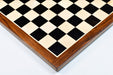 Ebony and maple chess board with a sheesham border, 53cm with 55mm squares
