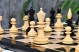 Full 34 piece Reproduced Hungarian chess set in ebonised and natural boxwood, Sterling Chess Australia