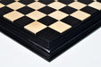 Ebony and boxwood luxury chess board photographed from above