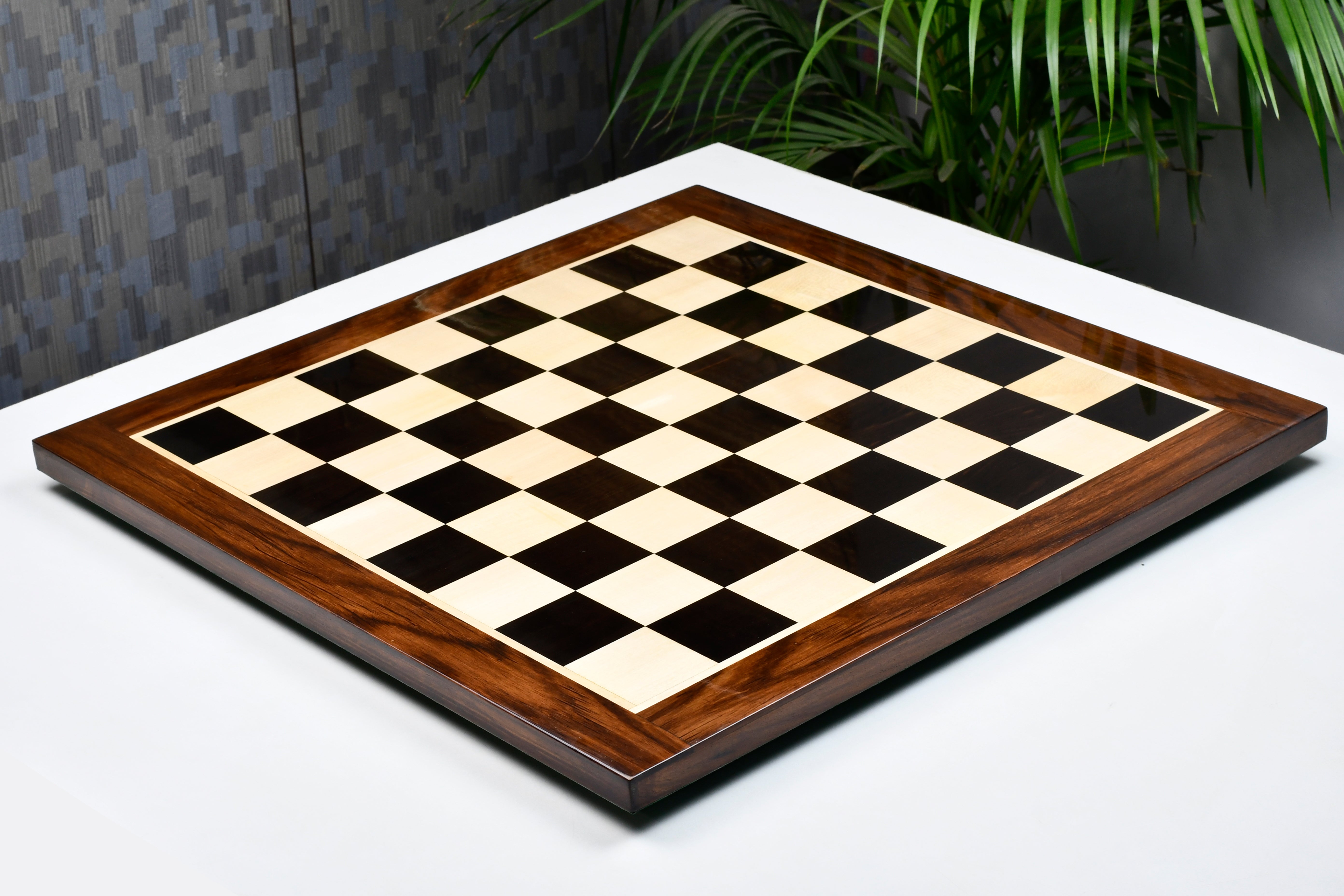 Ebony chess board, close detail of the sheesham border