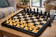 Reproduction 1849 Original Staunton chess set in ebony and boxwood with a 53cm board