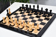 Fierce Knight Staunton chess pieces with a 103mm king in ebonised boxwood