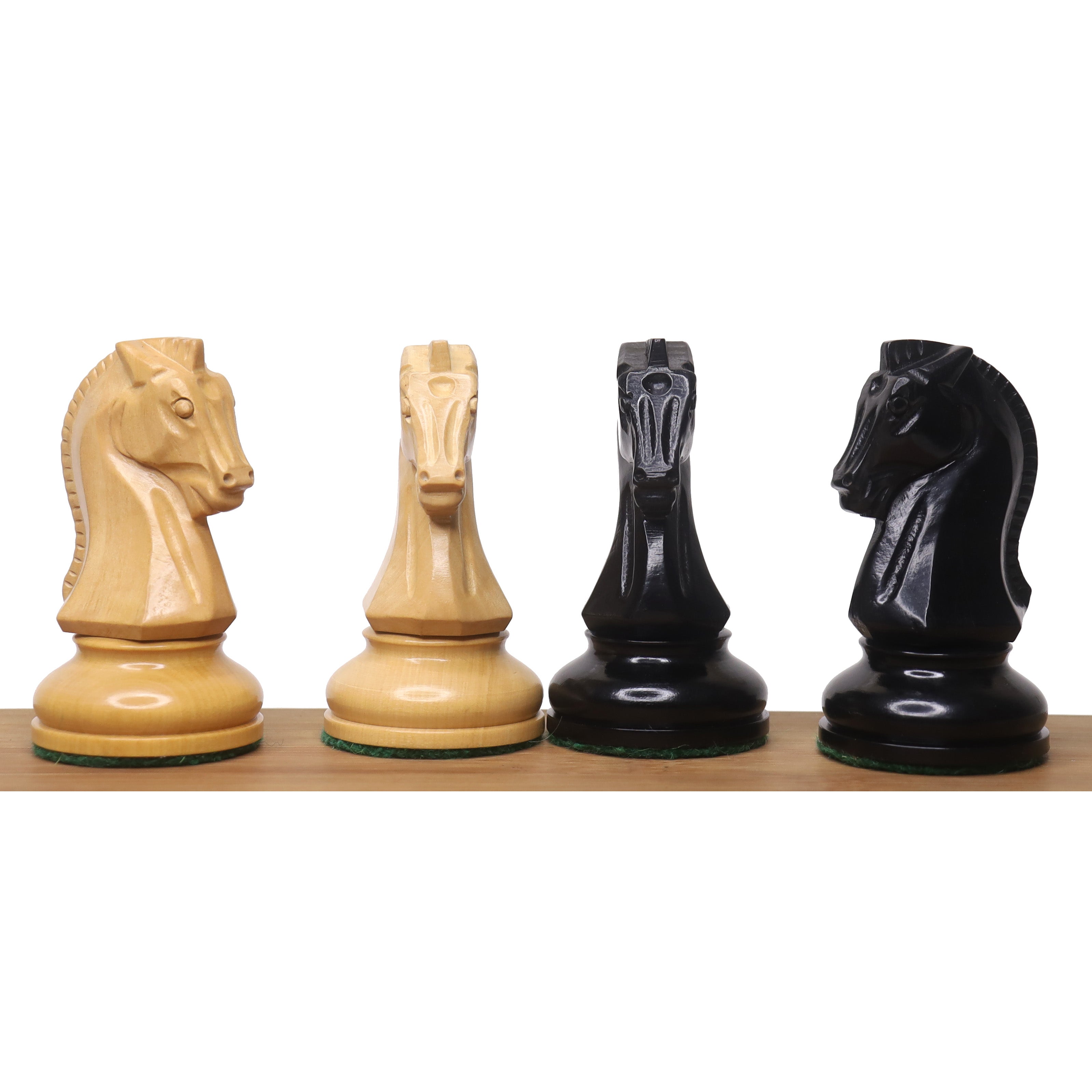 Ebony and boxwood Dubrovnik knights compared side by side