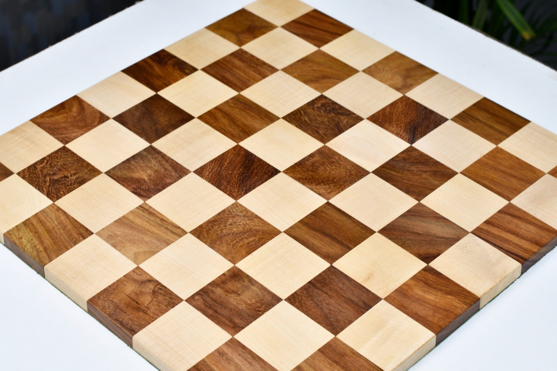 Indian folding sheesham and maple chess board, 32cm