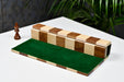Folding sheesham and maple chess board, edge view