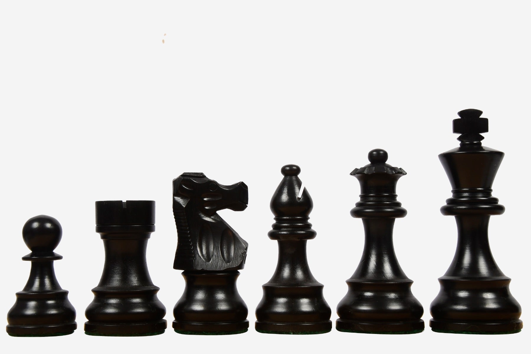 French Lardy reproduction chess pieces in ebonised boxwood, double weighted