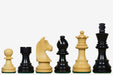 Sterling Chess Tournament Staunton German Knight chess pieces in ebonised and natural boxwood, 77mm king