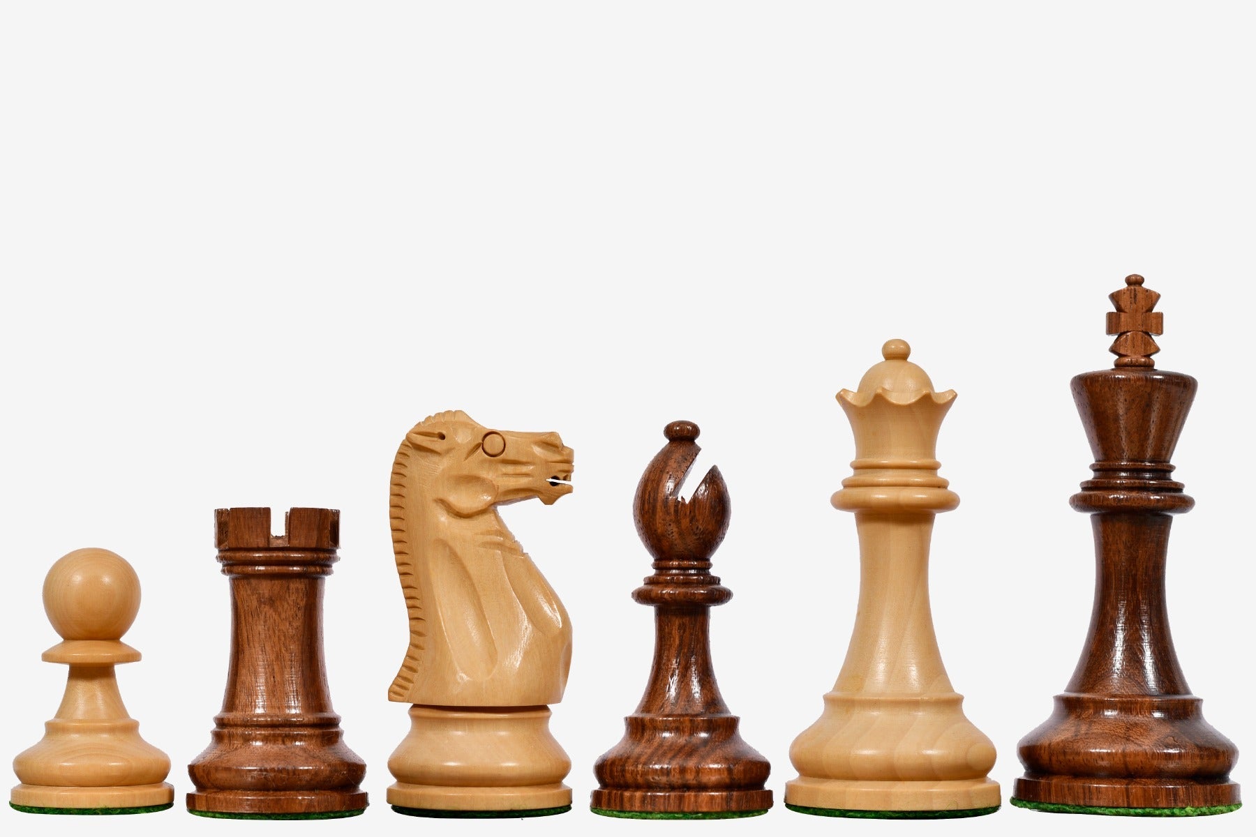 Sterling Chess Grandmaster Staunton chess pieces in sheesham and natural boxwood, 95mm king