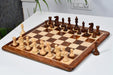 Knight carving detail on the Grandmaster Staunton chess pieces in sheesham and natural boxwood