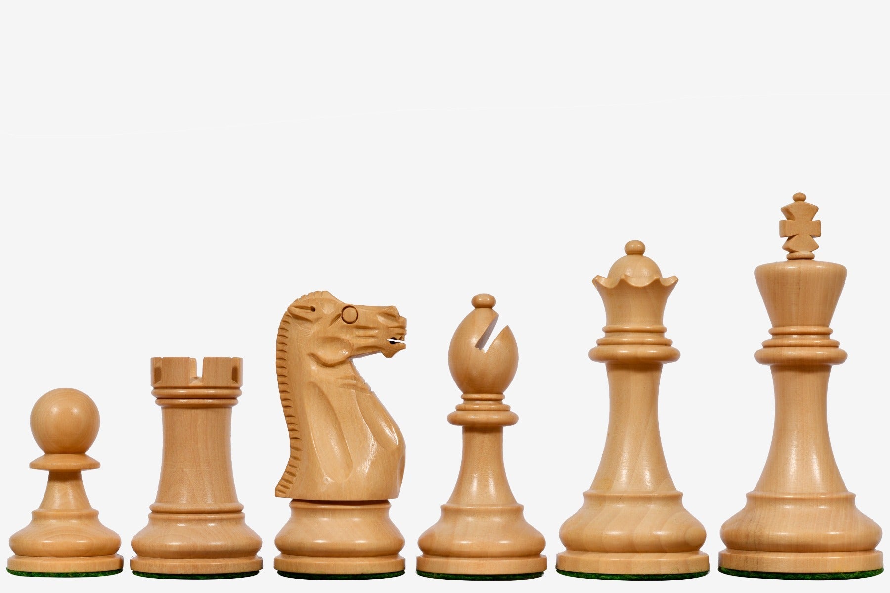 Sheesham chess pieces with a 95mm king and felted bases