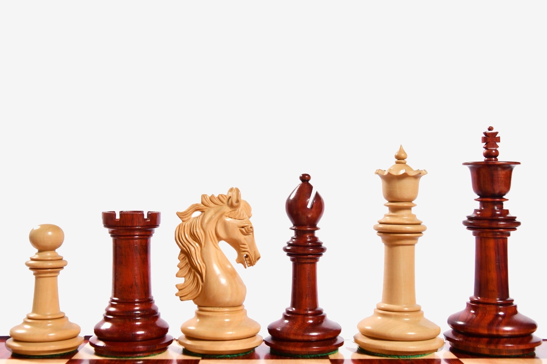 Sterling Chess French Warrior Luxury chess pieces in bud rosewood and boxwood, 113mm king