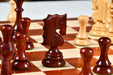 Full 34 piece 1929 Barcelona Joc Catalan chess pieces in bud rosewood and boxwood, Sterling Chess Australia