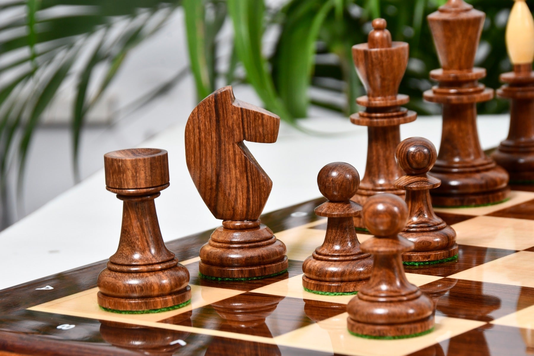 Full 34 piece Reproduced Hungarian chess set in sheesham and natural boxwood, Sterling Chess Australia