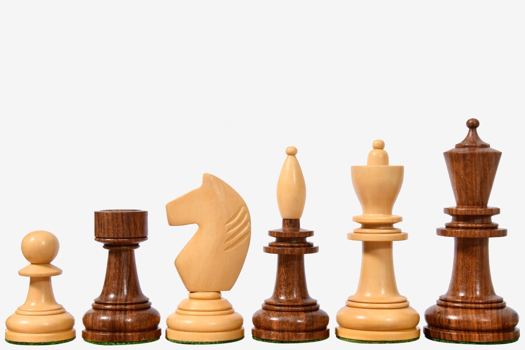 Sterling Chess Reproduced Hungarian chess pieces in sheesham and natural boxwood, 100mm king