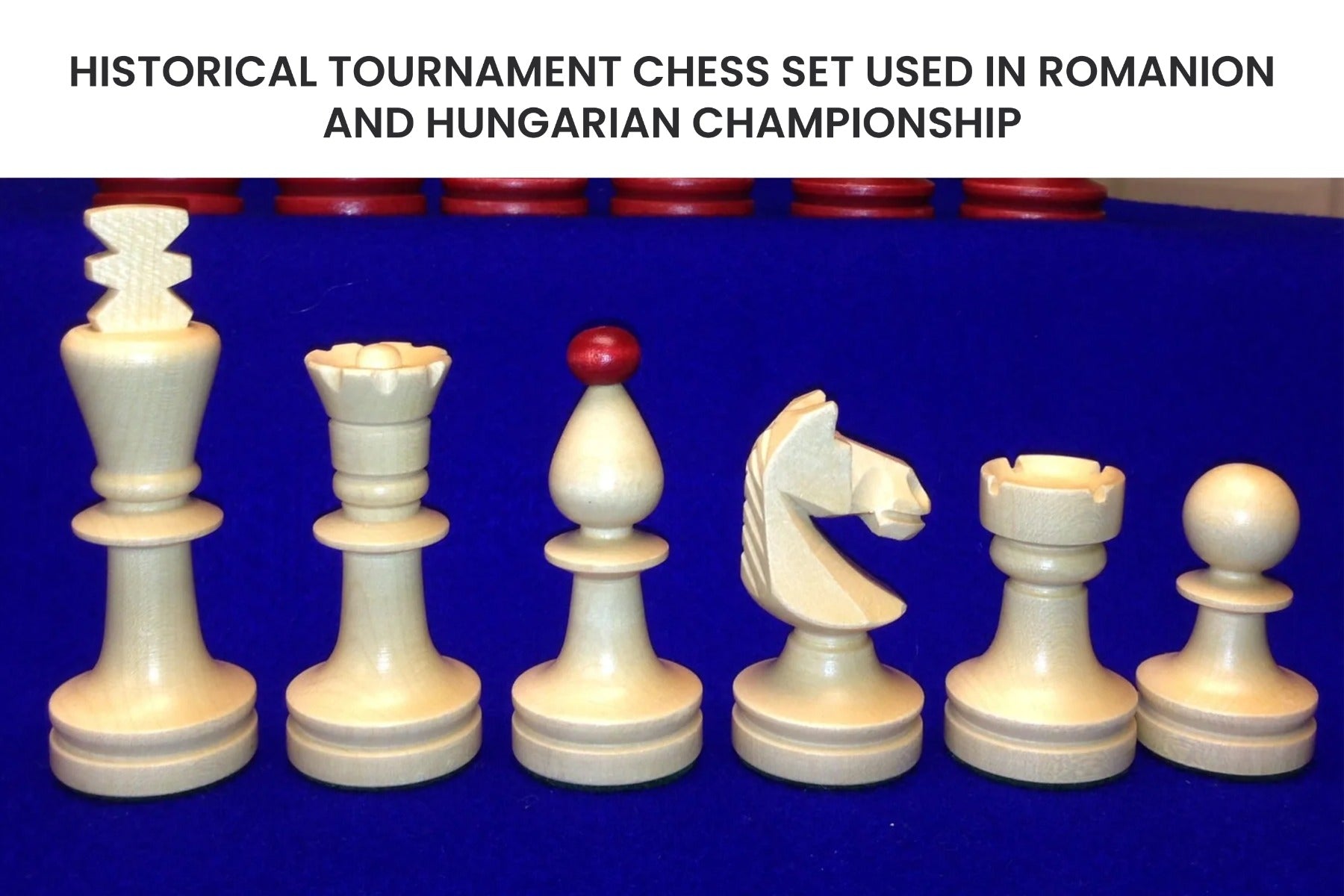 Romanian Hungarian National Tournament chess pieces, rosewood and natural boxwood, hand carved in India