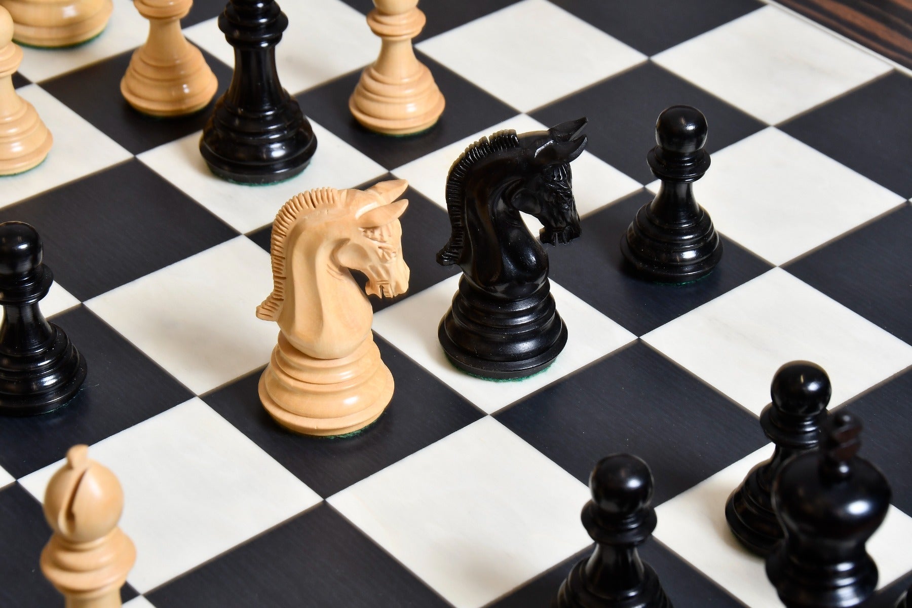 Full 34 piece New Imperial chess set in genuine ebony and boxwood, Sterling Chess Australia