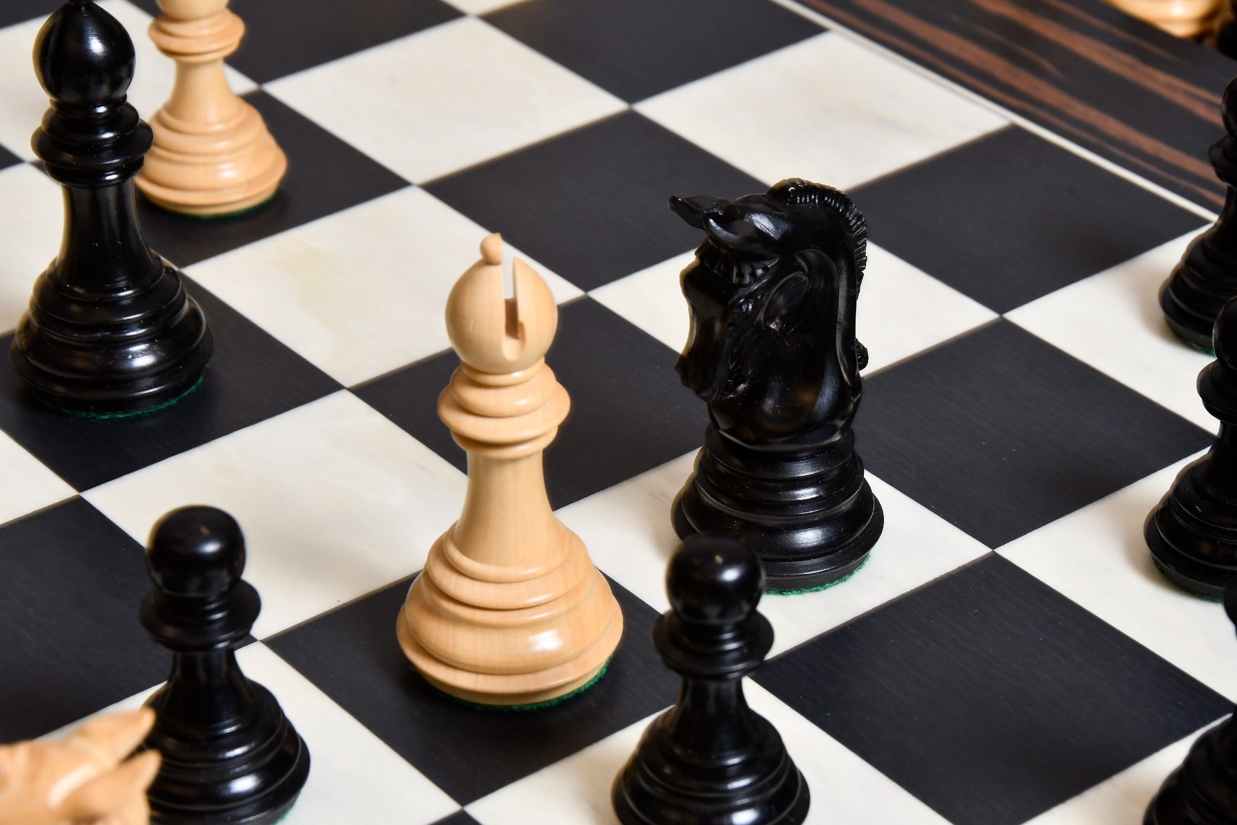 New Imperial wooden chess pieces, 95mm king, Genuine ebony finish