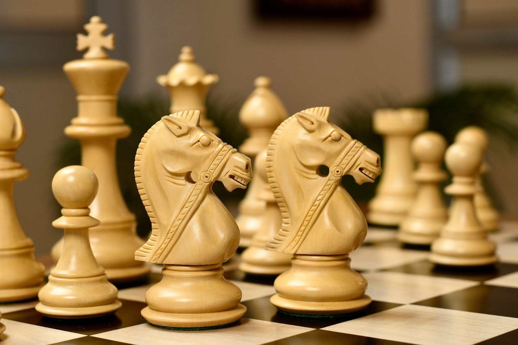 Noble Bridle Series wooden chess pieces, 123mm king, Genuine ebony finish