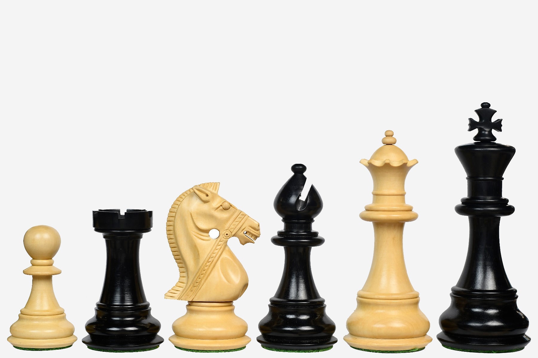Sterling Chess Noble Bridle Series chess pieces in genuine ebony and boxwood, 123mm king