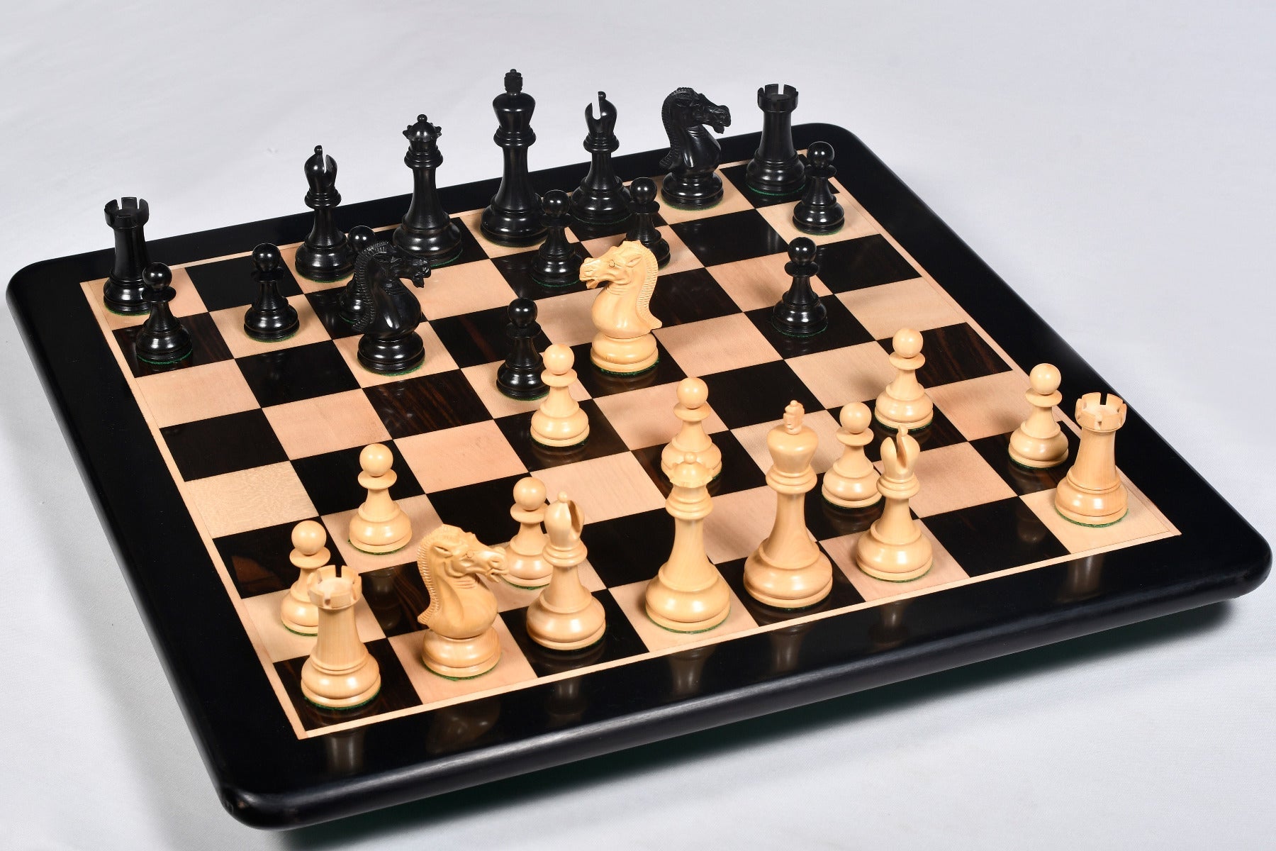 Knight carving detail on the Elgin Marble Knight chess pieces in ebony and boxwood