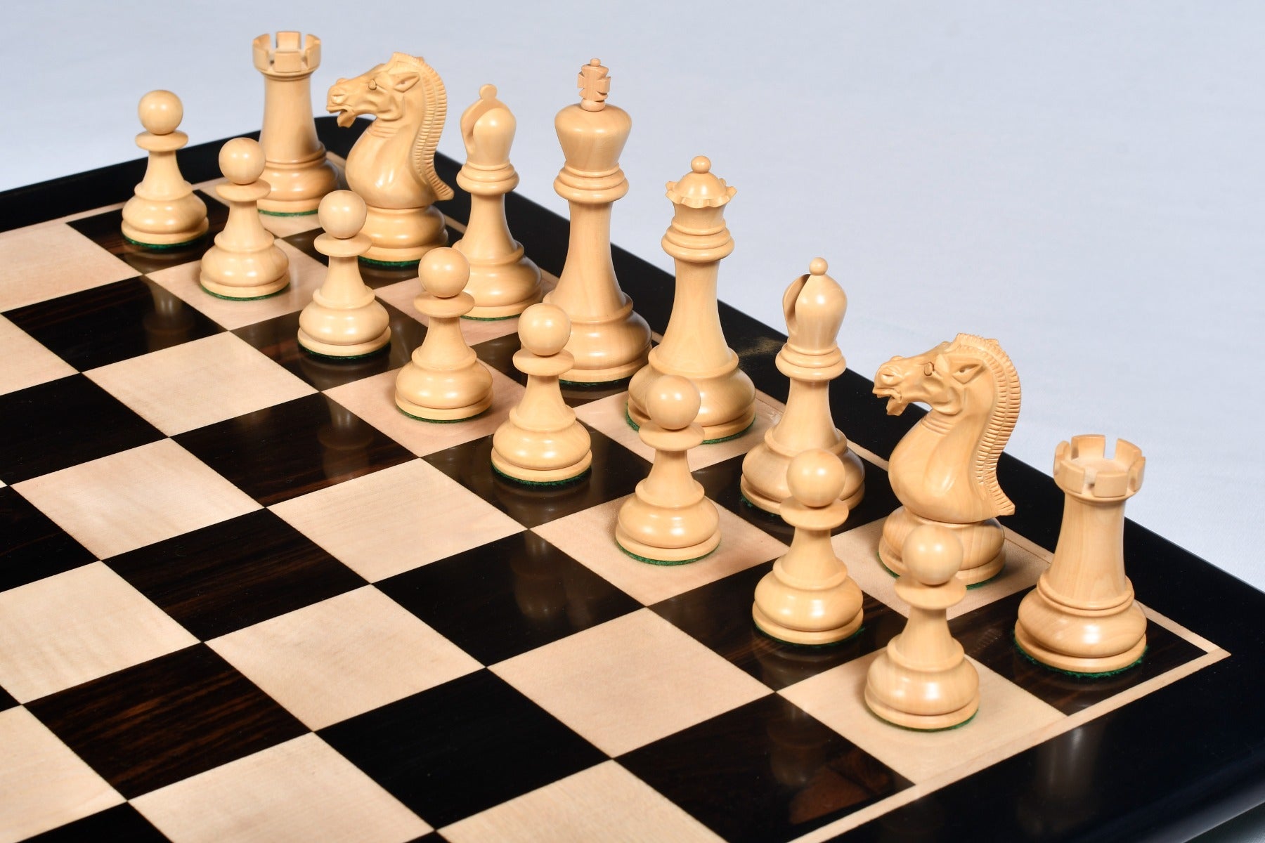 Elgin Marble Knight wooden chess pieces, 102mm king, Ebony finish