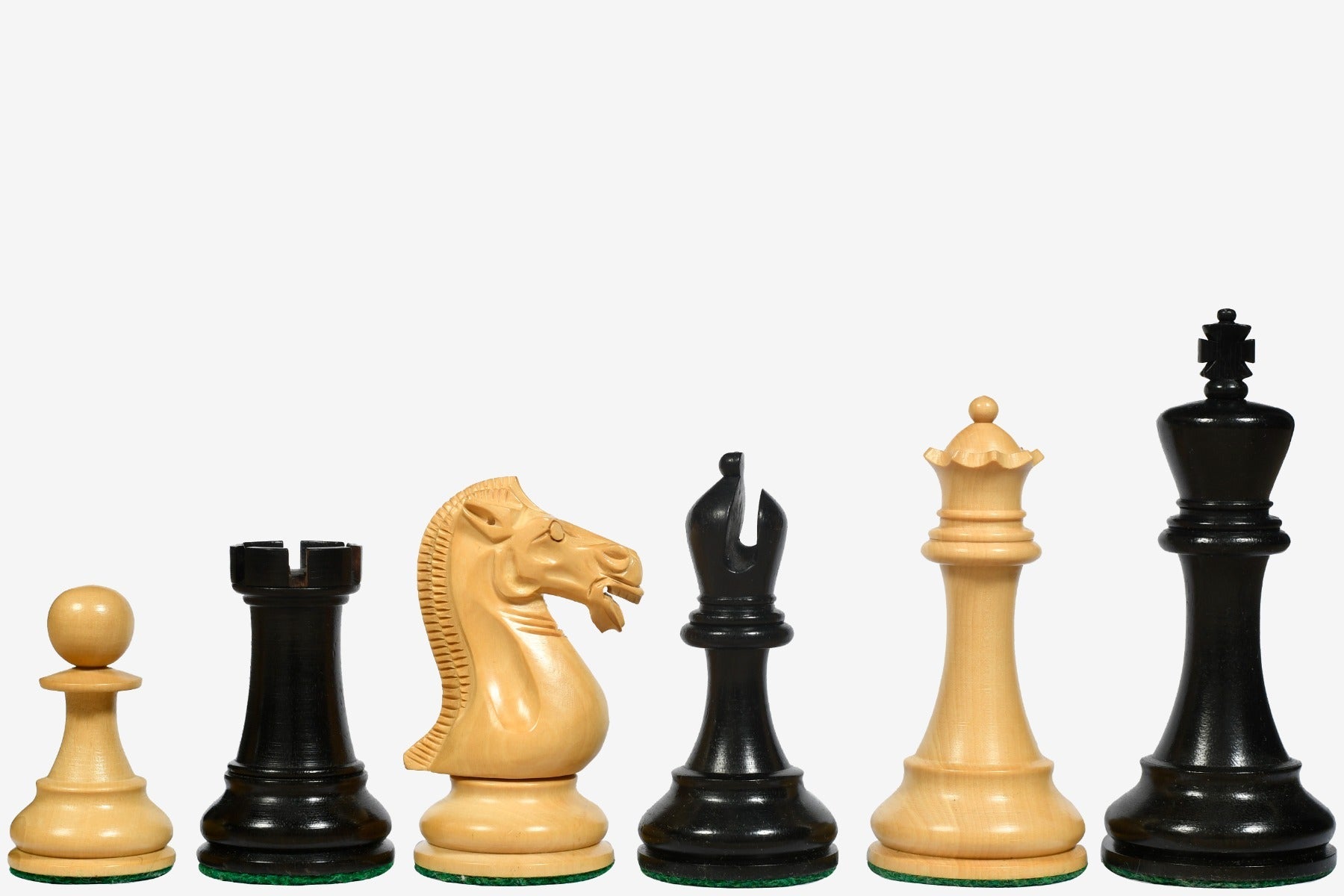 Sterling Chess Elgin Marble Knight chess pieces in ebony and boxwood, 102mm king
