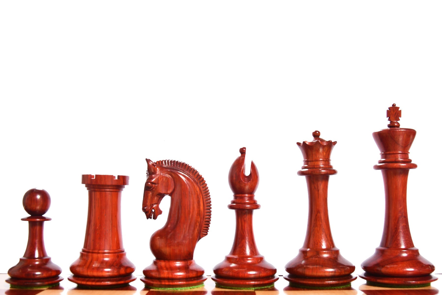 Red Rum Luxury Staunton chess pieces, bud rosewood and boxwood, hand carved in India