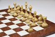 William Hamlett chess pieces, bud rosewood and boxwood, hand carved in India