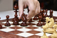 William Hamlett wooden chess pieces, 91mm king, Bud Rosewood finish