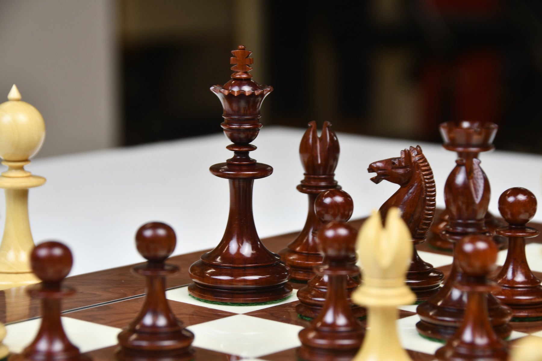 Full 34 piece William Hamlett chess set in bud rosewood and boxwood, Sterling Chess Australia