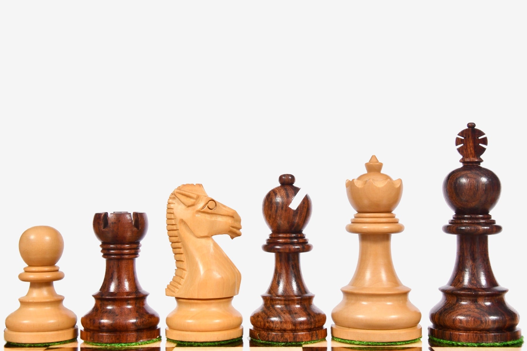 Sterling Chess Taj Staunton Carved chess pieces in rosewood and boxwood, 88mm king