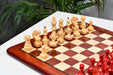 Stained crimson chess pieces with a 99mm king and felted bases