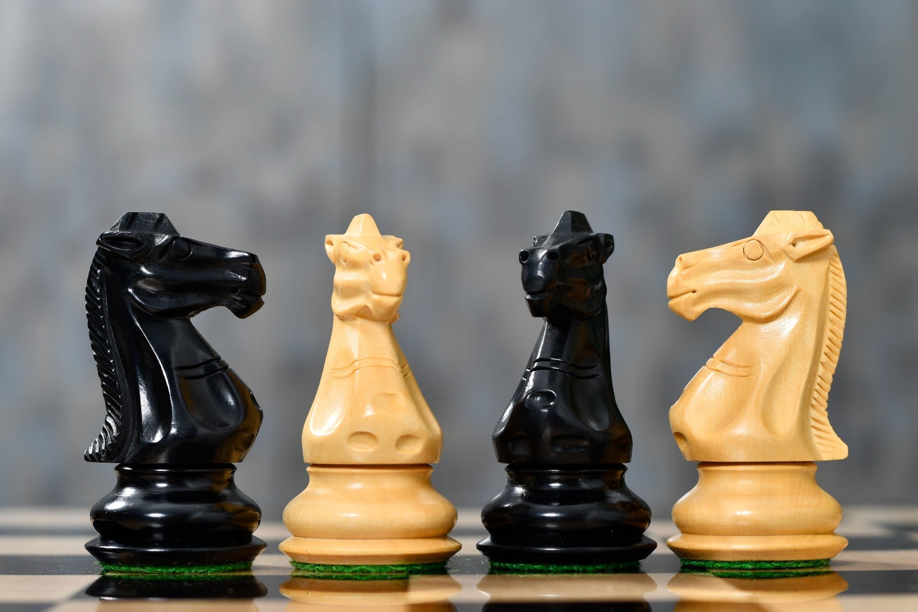 Old Romeo Staunton wooden chess pieces, 98mm king, Genuine ebony finish