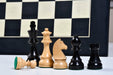 German Knight Staunton chess pieces in ebonised and natural boxwood, 96mm king