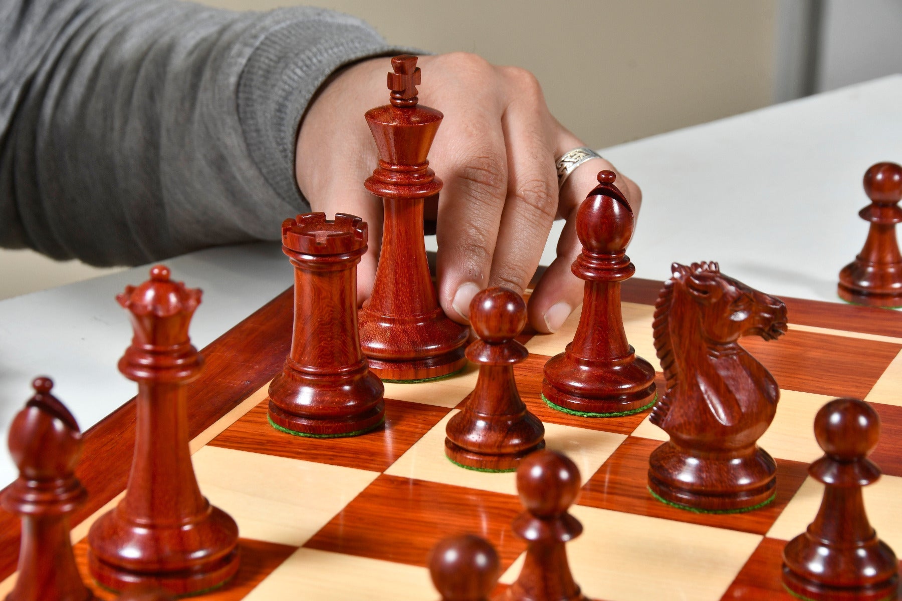GM Blitz Edition Staunton wooden chess pieces, 95mm king, Bud rosewood finish