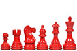 Painted boxwood chess pieces with a 97mm king and weighted felted bases