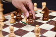 Tournament German Knight chess set, 96mm king, Sheesham finish with its 48cm folding notation board