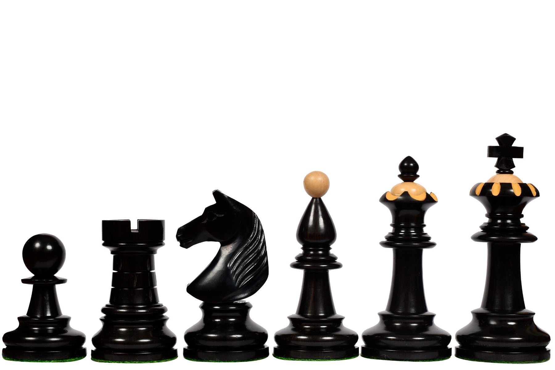Ebony and boxwood Staunton chess pieces with a 96mm king, 1935 Warsaw Capablanca reproduction