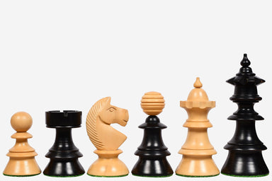 Sterling Chess Austrian Coffee House Old Vienna chess pieces in ebonised and natural boxwood, 107mm king