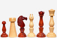 Sterling Chess Grand Divan chess pieces in bud rosewood and boxwood, 107mm king