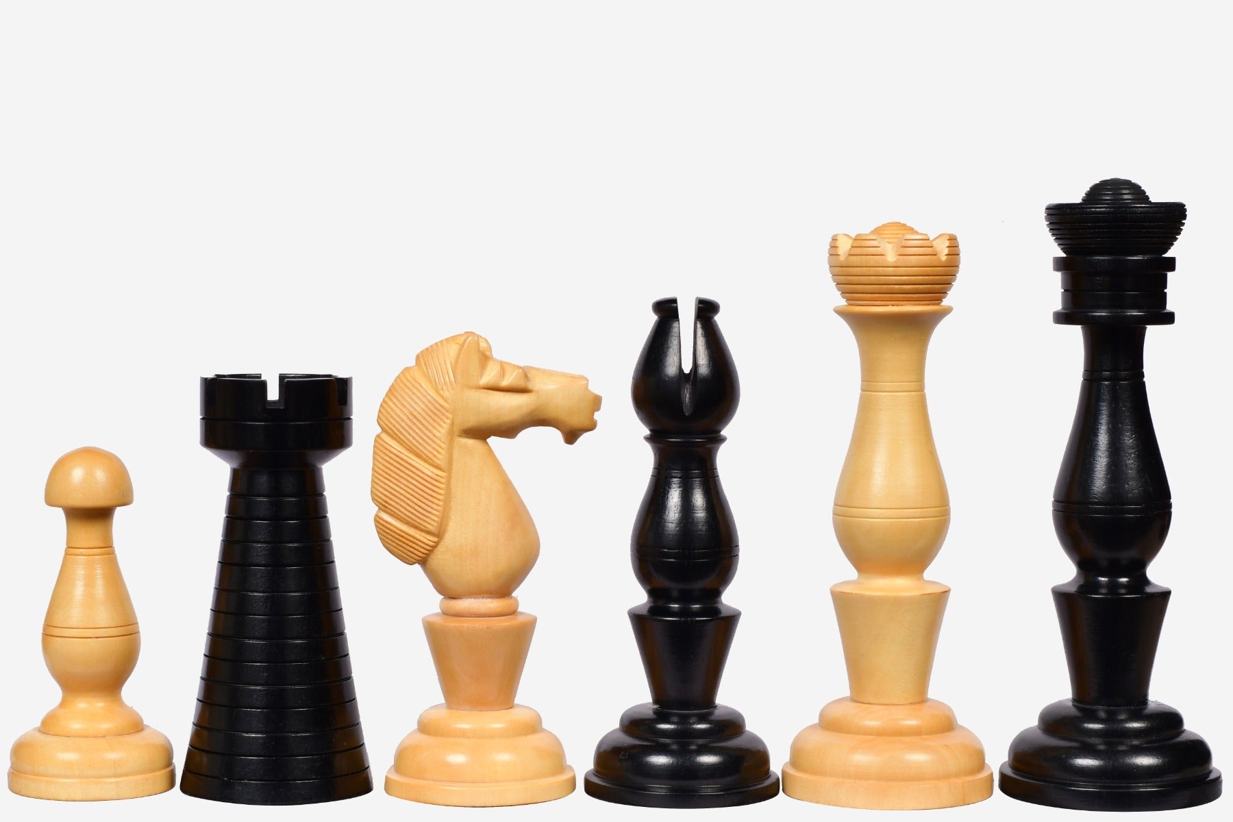 Sterling Chess Grand Divan chess pieces in genuine ebony and boxwood, 107mm king
