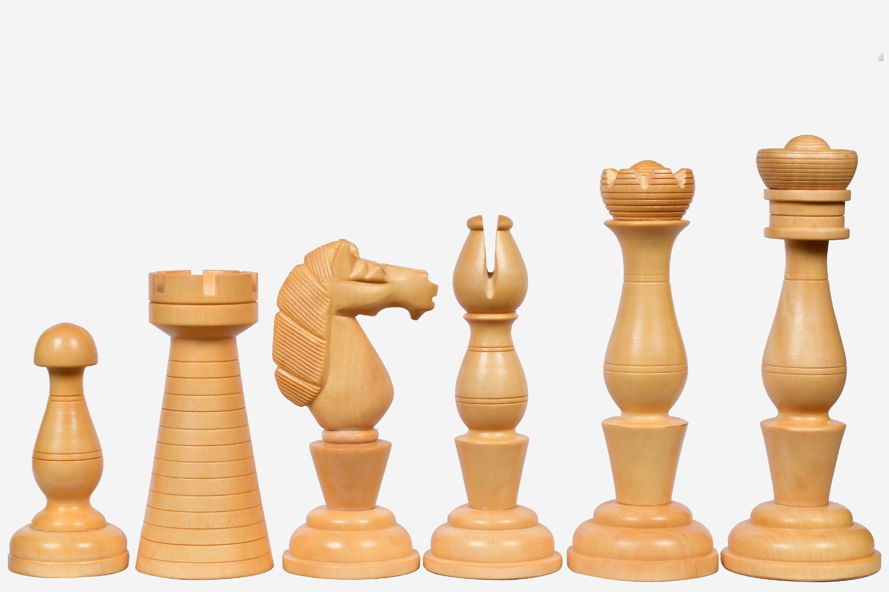 Genuine ebony chess pieces with a 107mm king, unweighted and unfelted